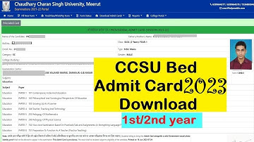 CCSU BED 1st/2nd year admit card  : ccsu bed admit card 2023 kaise download kare