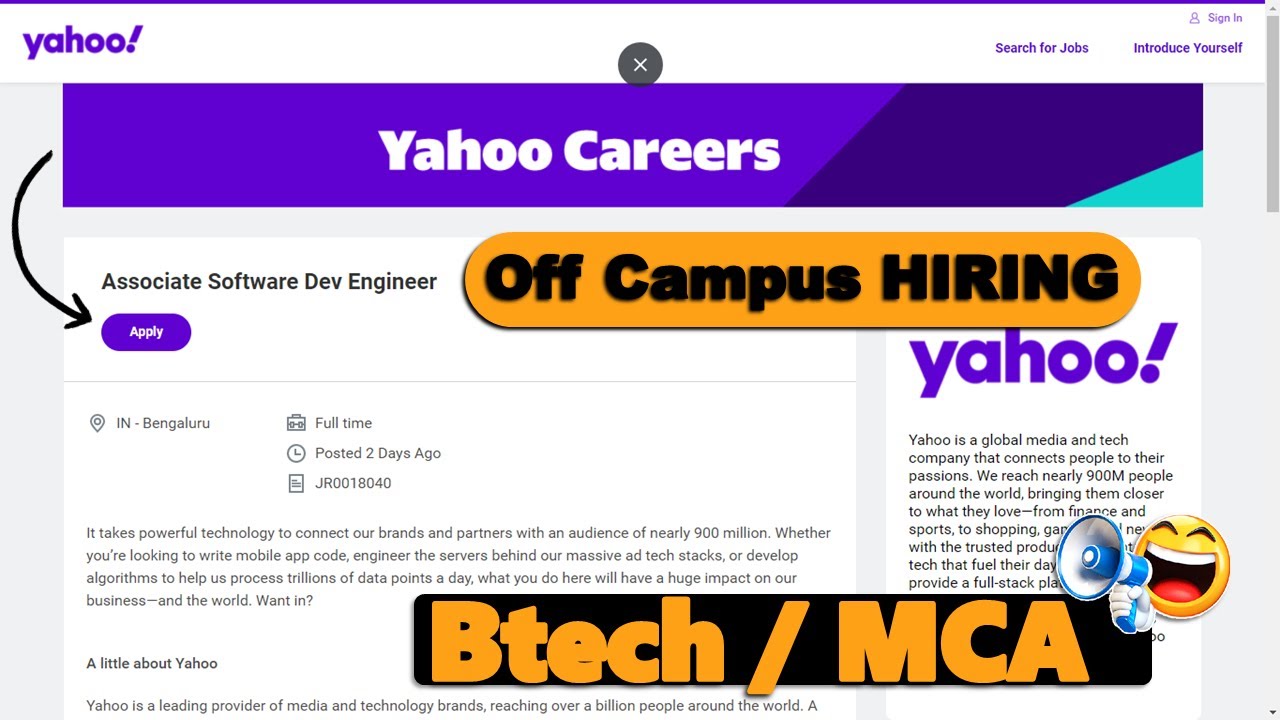 Yahoo off campus drive 2022 | Yahoo hiring 2022 | Yahoo off campus ...