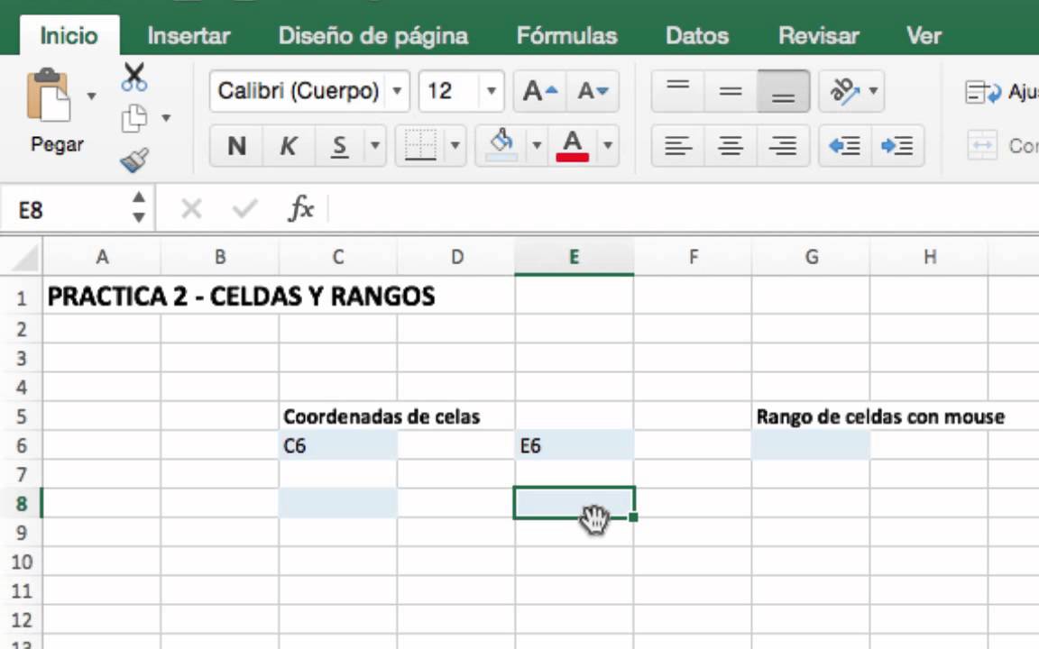 Celdas Y Rangos En Excel Youtube