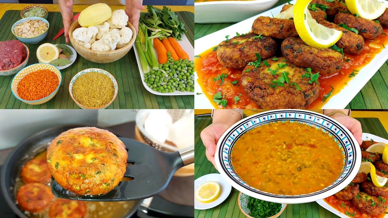 كفتة بروكلو(قرنبيط) بنة من وراء العقل😋و برغل جاري♨️كله خضار و منفعة kofté chou-fleur/soupe Bulgur