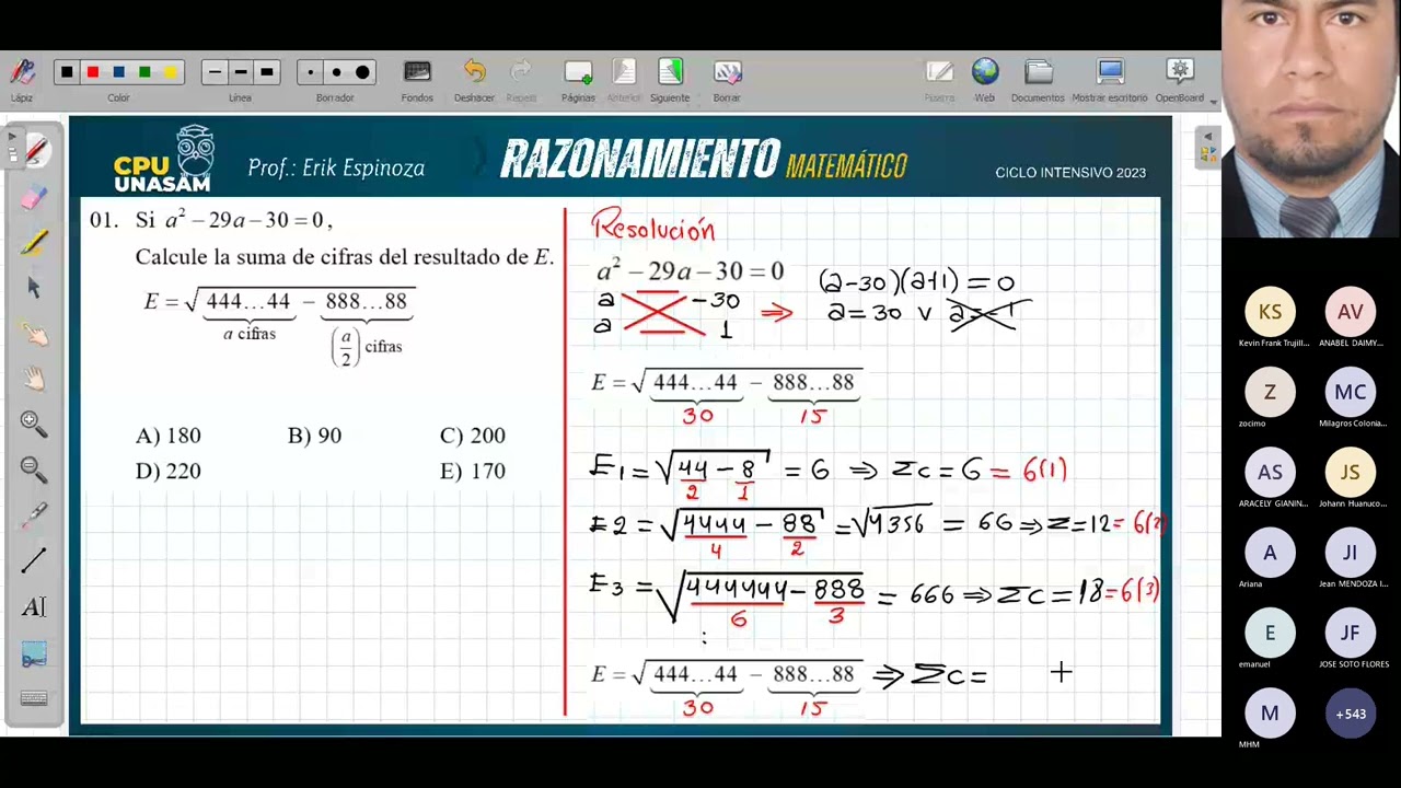 CPU UNASAM 2023 (SEMINARIO DE RAZ  MATEMÁTICO PARA EL 1ER EXAMEN) PROFESOR ERIK ESPINOZA