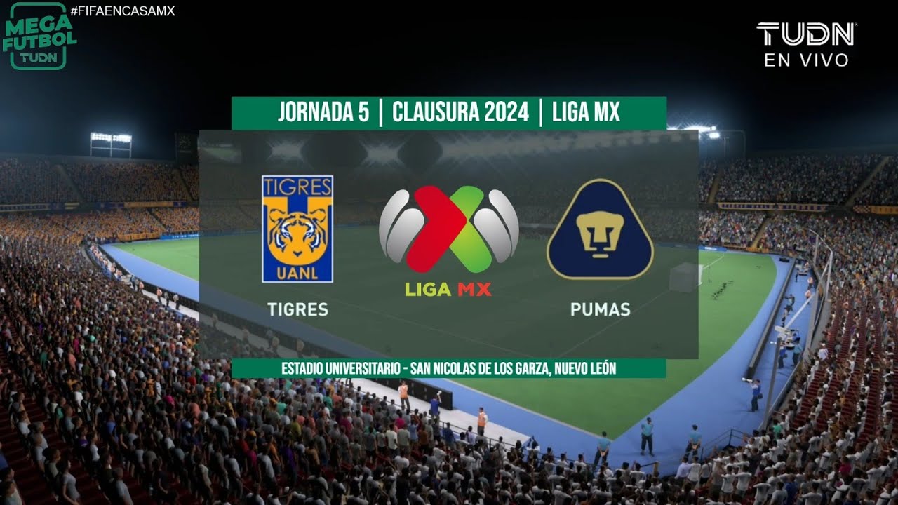 Tigres vs Pumas | Jornada 5 LIGA BBVA MX | Clausura 2024 FIFA22 - YouTube