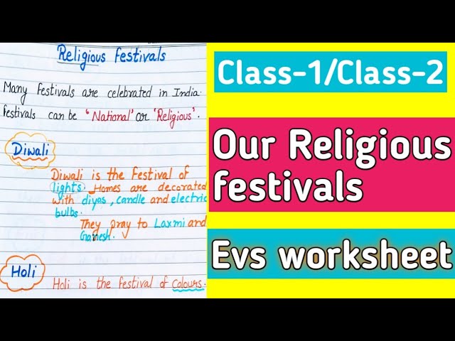 class 1 class 2 evs worksheet our religious festivals youtube