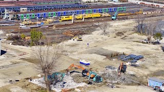 【大阪メトロ / 森之宮検車場に新駅】2023.2.28 昨日と違う位置に新型車両400系が停車！沢山のショベルカーが稼働中。 JAPAN / Osaka