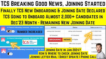 Breaking News TCS New Onboarding & Joining Date Out TCS Going to Onboard 2,000+ Candidates in Dec’23