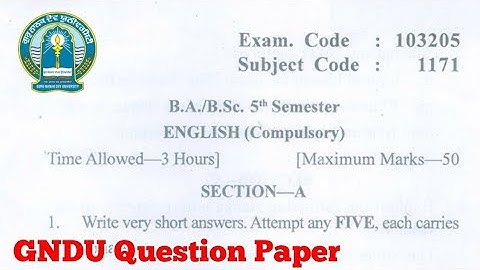 Gndu BA / Bsc 5th Semester English Compulsory Question Paper || Ba 5th Sem English Question Paper