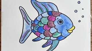 The Rainbow Fish Watercolour Drawing & Painting | How To Draw