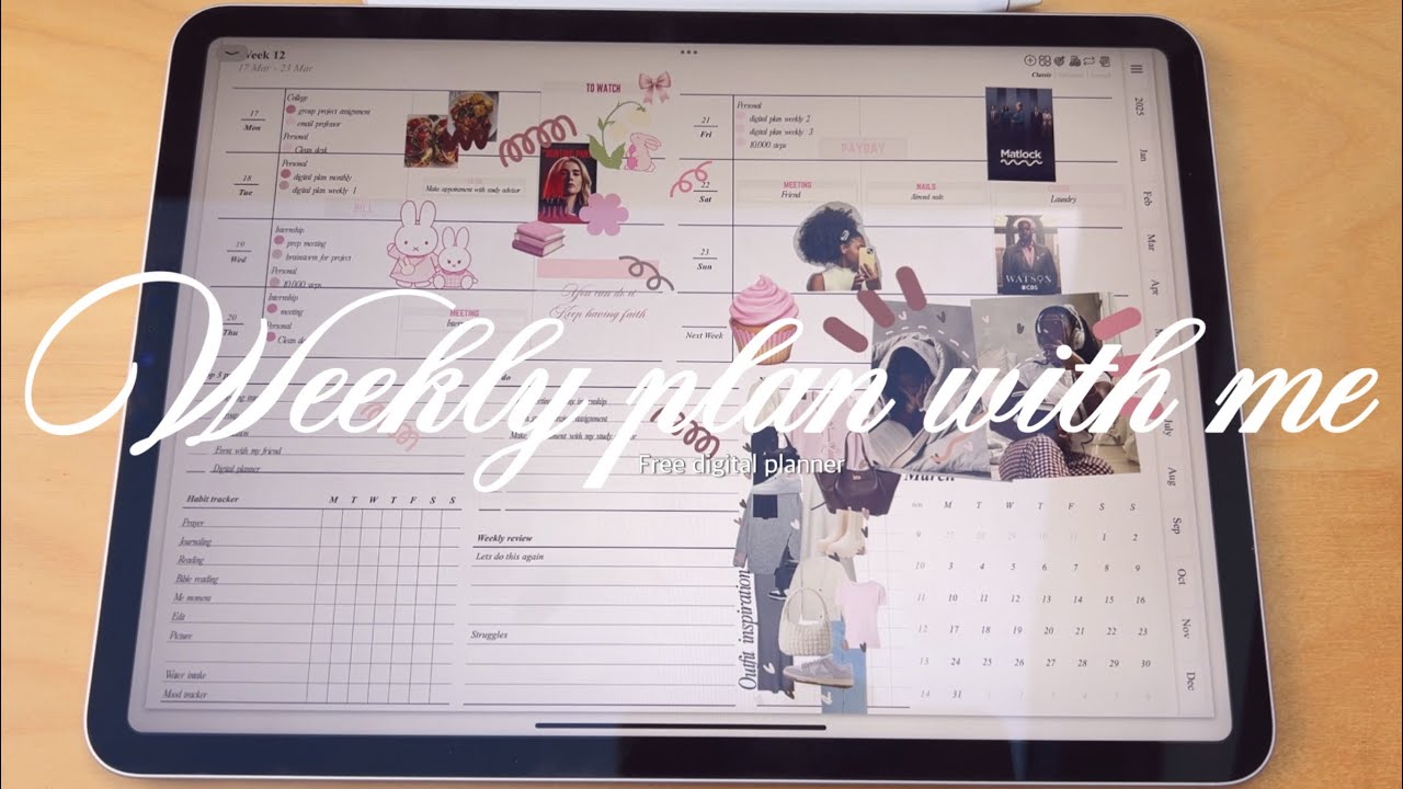 March Weekly Plan with me 🩷| Free digital planner | Calming ☁️ - YouTube