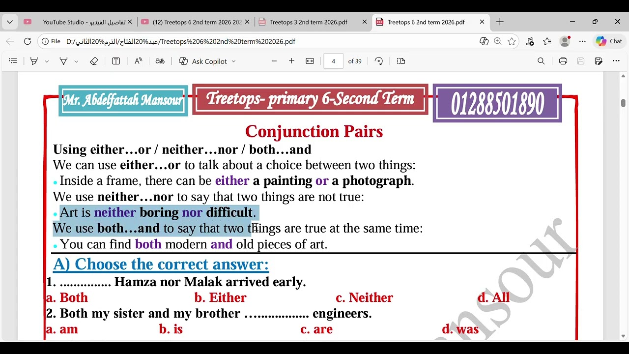 Treetops 6 2nd term 2026 منهج تري توبس للصف السادس للمعاهد الازهرية الترم الثاني