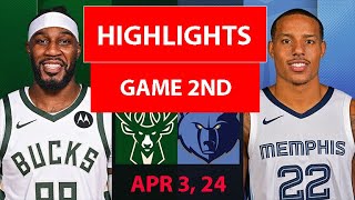 Milwaukee Bucks Vs Memphis Grizzlies 2ND Qtr APR 3,2024| NBA Season