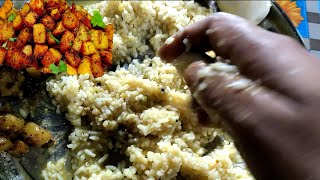 Eating crispy potato fry with plain rice and daal | mukbang | asmr