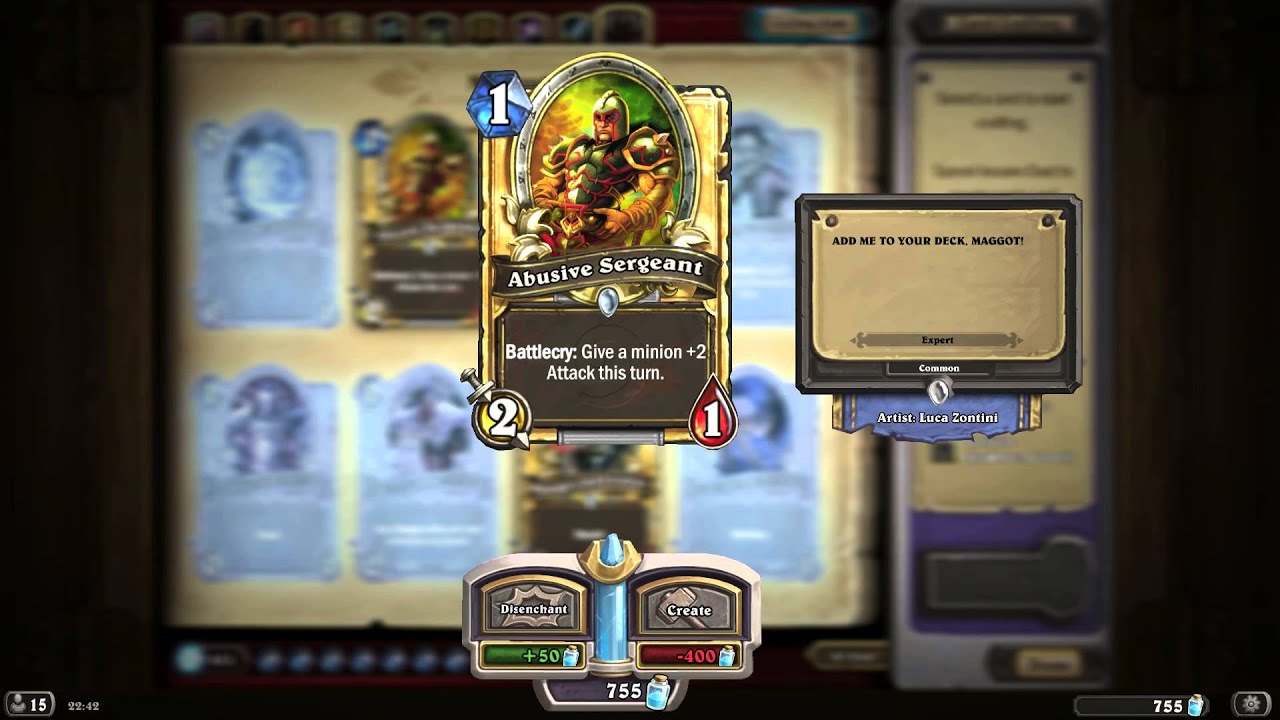 Abusive Sergeant HD Hearthstone Golden Card Spotlight