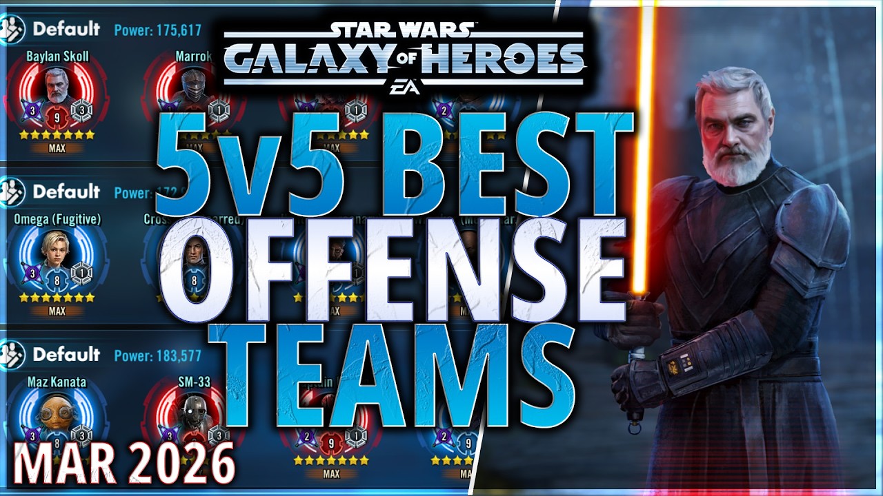 BEST 5v5 OFFENSE TEAMS (March 2026) #starwars #galaxyofheroes #grandarena #gac #swgoh