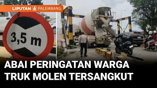 Truk Molen Tabrak Pembatas Ketinggian Jembatan di Kertapati Palembang | Liputan 6 Palembang
