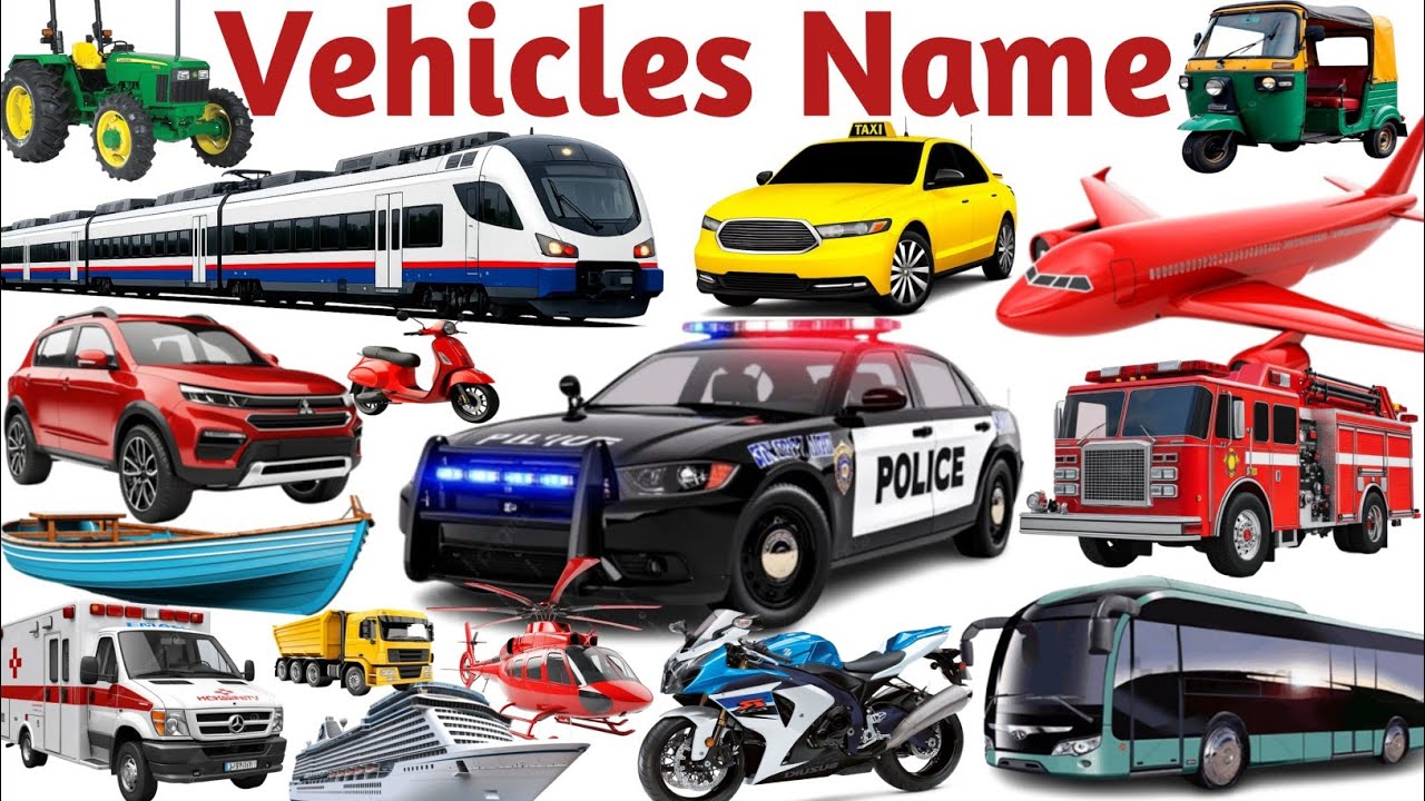 All Vehicles Name | Transport Vehicles for Kids | Vehicles Vocabulary | 