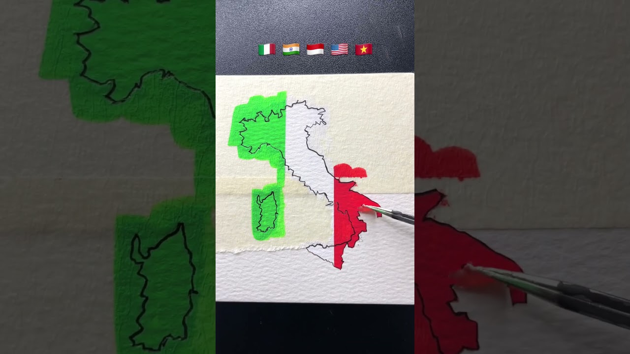 Flag Map Drawing 🇮🇹🇮🇳🇮🇩🇺🇸🇻🇳 