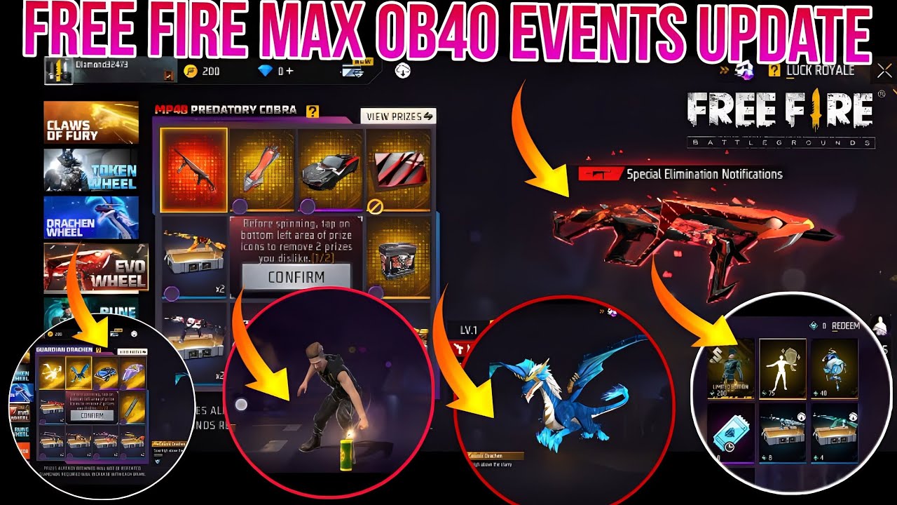 Free Fire ob40 update 2023 | Free Fire new events update | FF Max