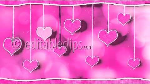 pink hearts dangling on strings love loop background