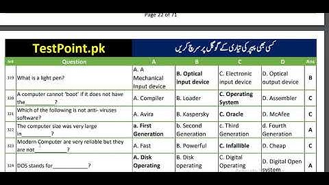 Most Repeated Computer MCQs for PPSC preparation equally beneficial for|FPSC/CSS/PMS top 300-350