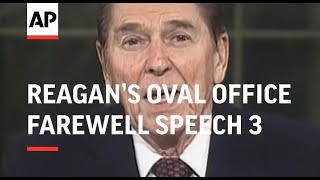 President Ronald Reagan addresses the nation from the Oval Office for the last time