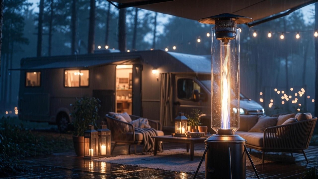 Rainy Luxury Camper Ambience 🌧️🔥 Cozy Fire Heater + Deep Sleep Music | 3H | 4K