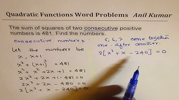 Sum of squares of two consecutive numbers is 481