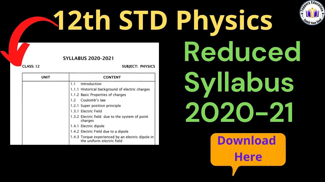 12th physics reduced syllabus | Toppers Education