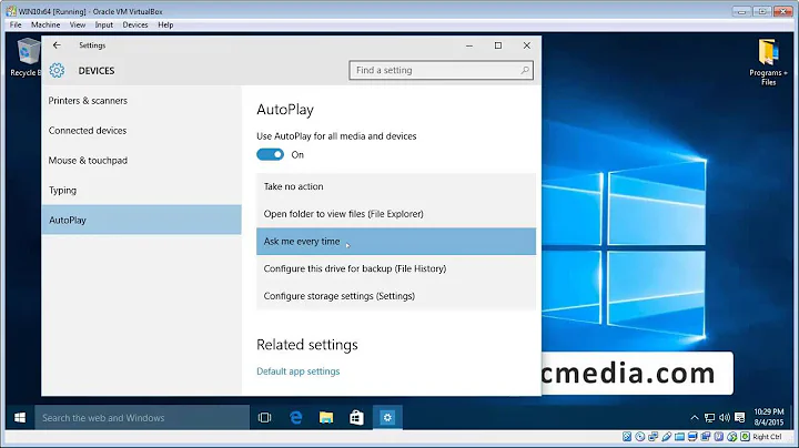Setup AutoPlay on Windows 10