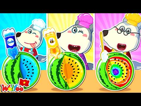 Gia đình Wolfoo thi làm dưa hấu cầu vồng 🍉🌈 Hoạt Hình Vui Nhộn | Wolfoo Tiếng Việt