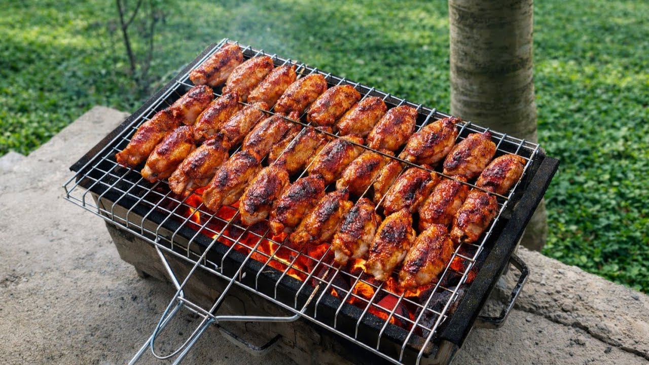 Fire Grilled Chicken Wings 🍗 Cooking in Village | 4K