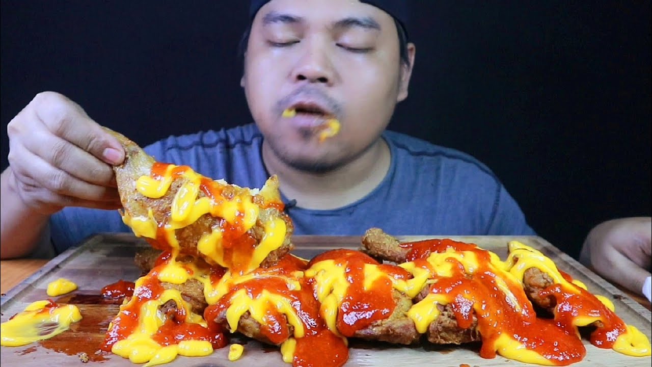 NGELUMER🤤!MUKBANG AYAM GORENG SAUS KEJU+SAMBAL PEDAS DAHSYAT