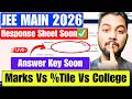 LIVE|JEE Main 2026 Response Sheet Soon|JEE Main 2026 Answer Key|JEE Main 2026 Marks Vs Percentile