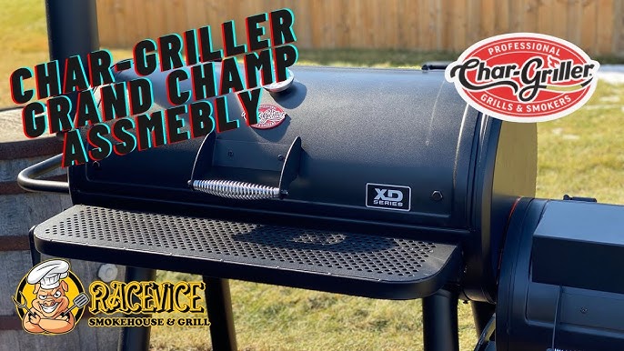 Char-Griller Grand Champ Charcoal Grill and Offset Smoker in Black