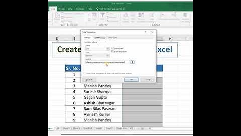 Create Drop Down List in Excel ll Data Validation Drop Down List Validation in Excel #Shorts
