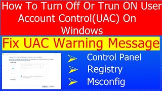 How To Turn Off User Account Control UAC On Windows 10 || Turn off User Account Control on windows