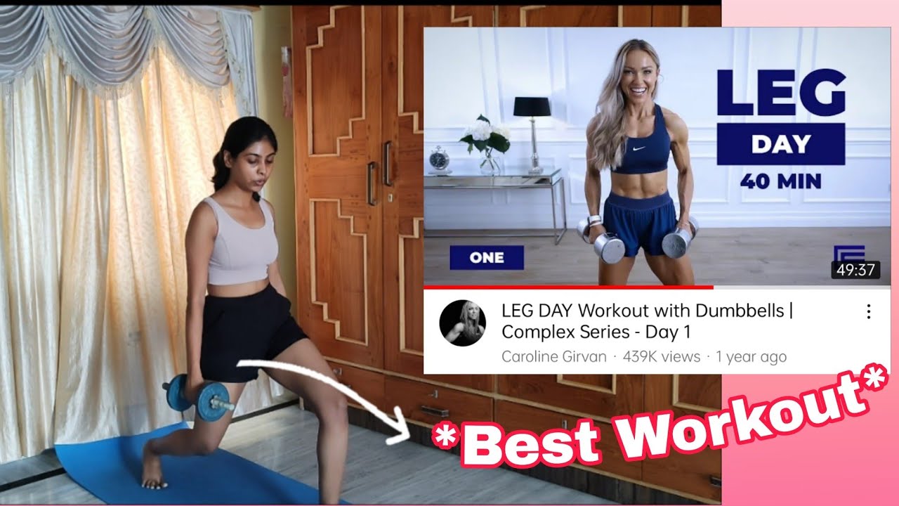 I tried CAROLINE GIRVAN'S leg workout with dumbbell. *best leg workout