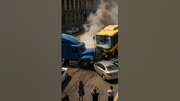 Truck Crashes Into City Bus at Busy Intersection