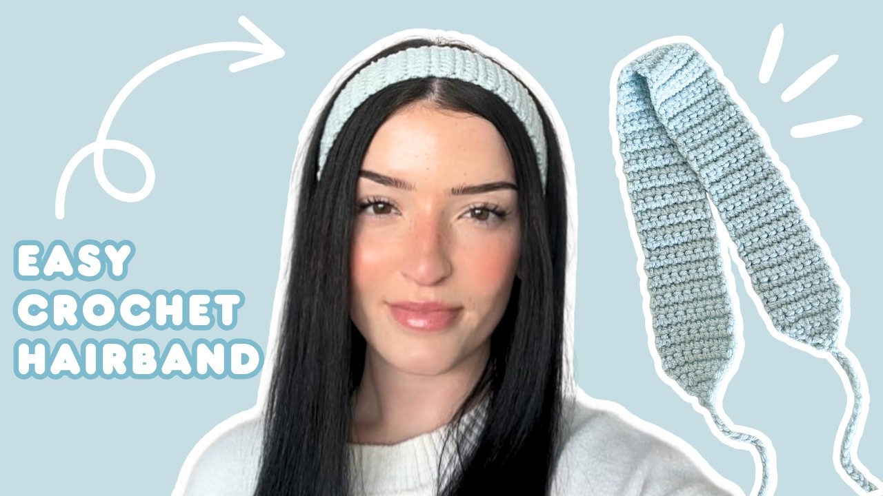 Простой урок по вязанию повязки на голову крючком | простая повязка на голову крючком для НАЧИНАЮ...
