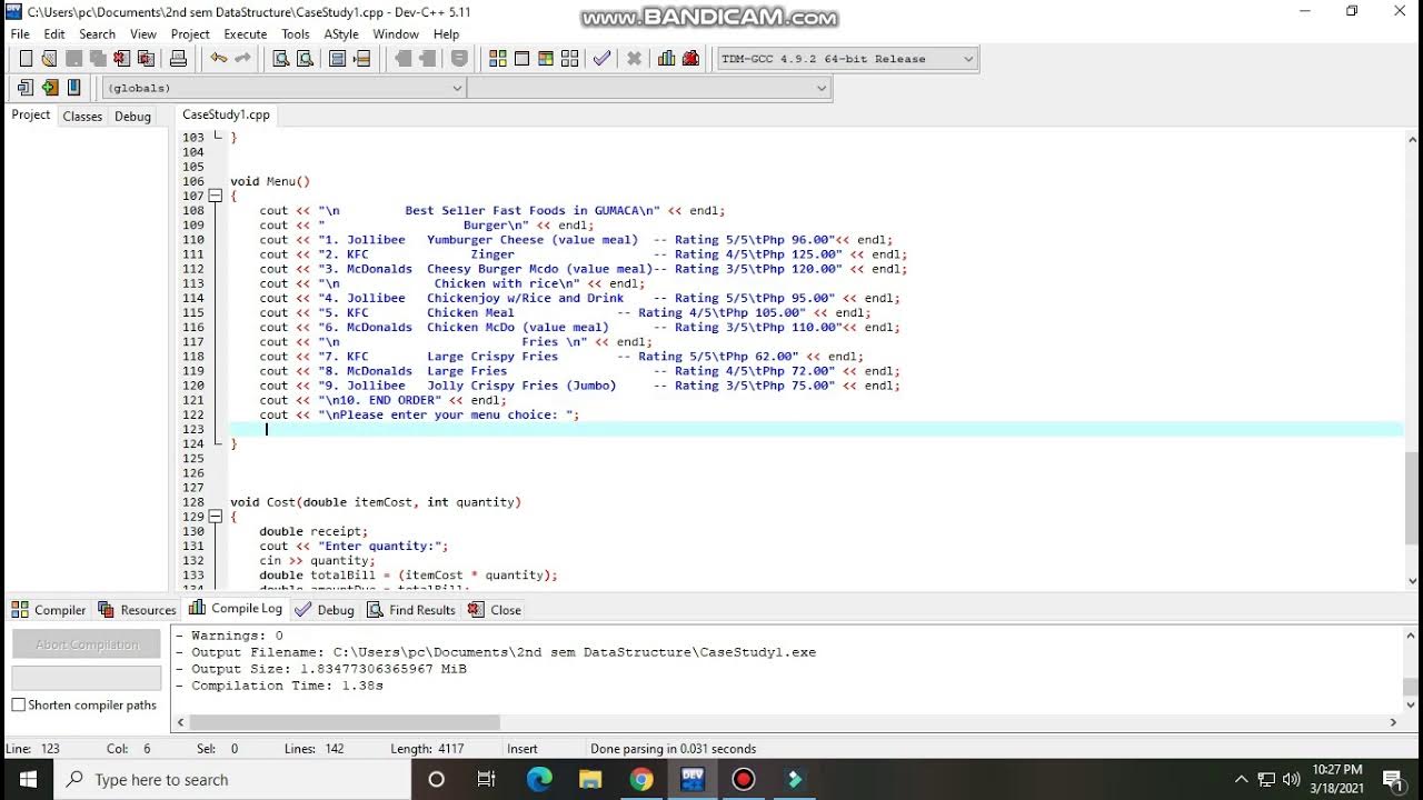CASE STUDY - Best Restaurant to buy food (C++ Program) - YouTube