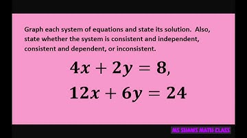Graph system of linear equations. State Consistent Independent or Dependent or Inconsistent.