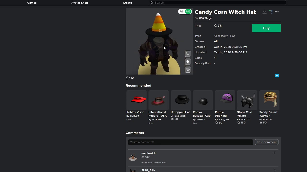 Dark Pumpkin Candy Corn Witch Hat Roblox Youtube - candy corn bag roblox
