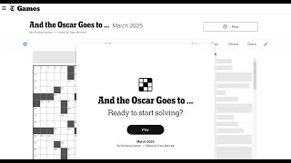 The New York Times March 2025 Monthly Bonus Crossword - And the Oscar Goes to...