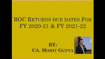ROC Compliance Due Dates for FY 2020-21 and FY 2021-22 in English II CA Mohit Gupta