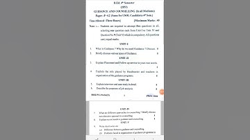 Guidence and counselling#B.Ed Sem 4 Previous year question