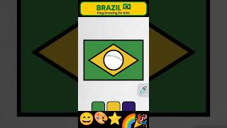 How to Draw the Brazil Flag 🇧🇷 | Easy Flag Drawing for Kids