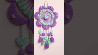 Beautiful Wool Wall Hanging 💜 Easy DIY Home Decor #shorts #diy #easydecor #craft