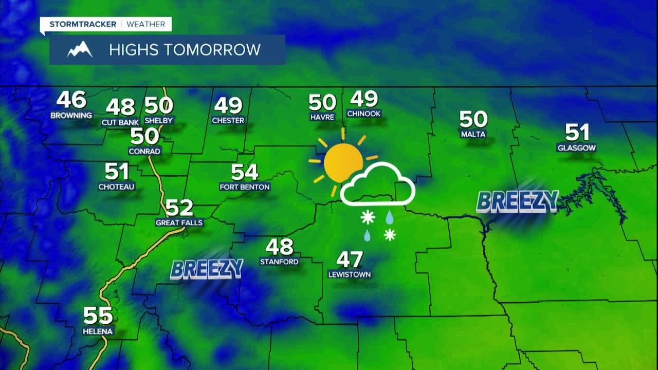 Cool and breezy with some scattered rain/snow showers on Tuesday - YouTube