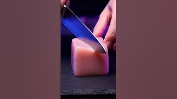 Cutting a synthetic flesh cube with surreal precision #ai #asmr #abstract