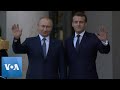 Russian President Putin Welcomed by French President Macron Prior to Peace Talks