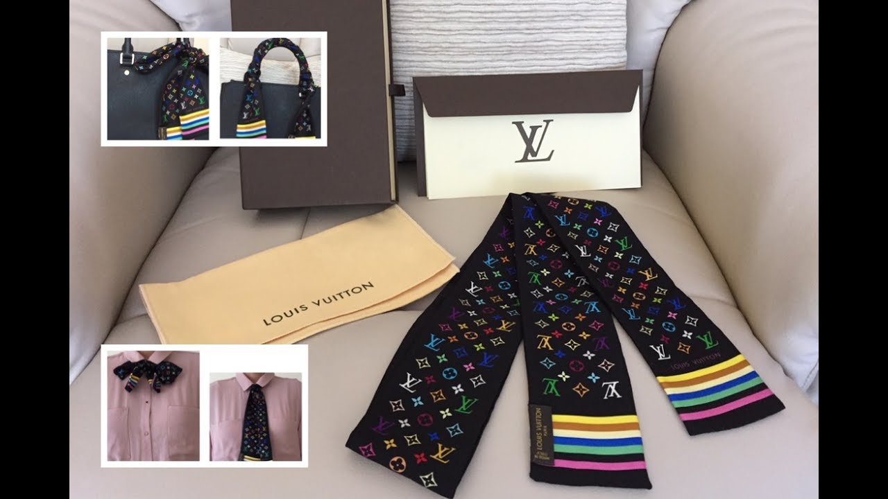 How To Wear /Tie Louis Vuitton Monogram Multicolor Bandeau 100% Silk Scarf - #13 - YouTube